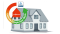Das Bild zeigt eine Grafik eines animierten Hauses mit der Aufschrift Gebäude-Energie-Spar-Check und den Logos von Viessmann und dem TÜV